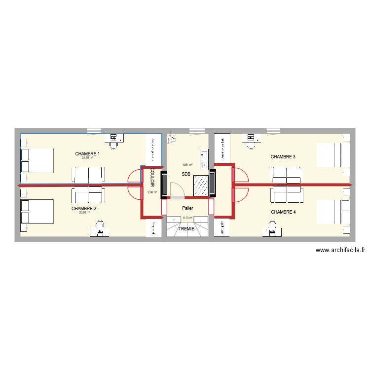 étage meublé . Plan de 0 pièce et 0 m2