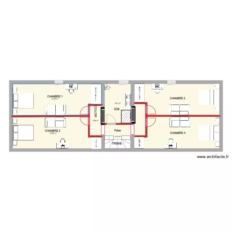 étage meublé . Plan de étage meublé . Plan de