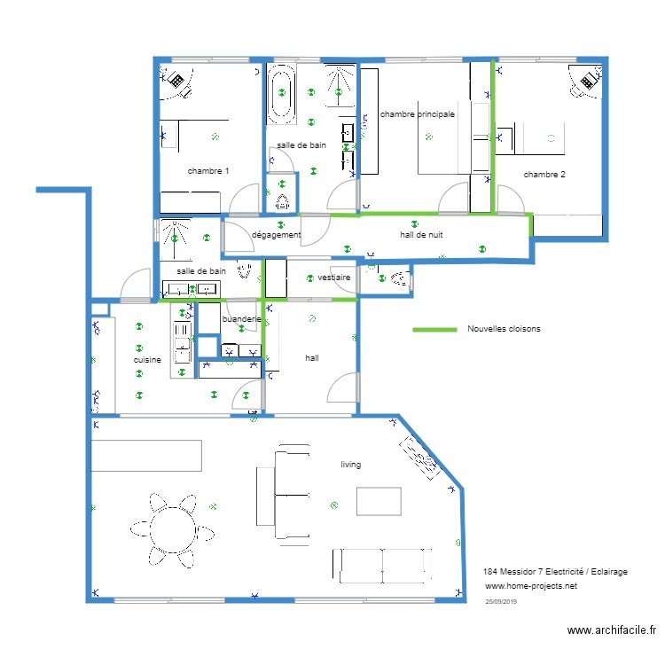 184 MESSIDOR EP 7 Electricité Eclairage. Plan de 0 pièce et 0 m2