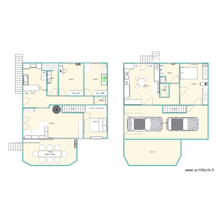 Maison St Xandre. Plan de 16 pièces et 195 m2
