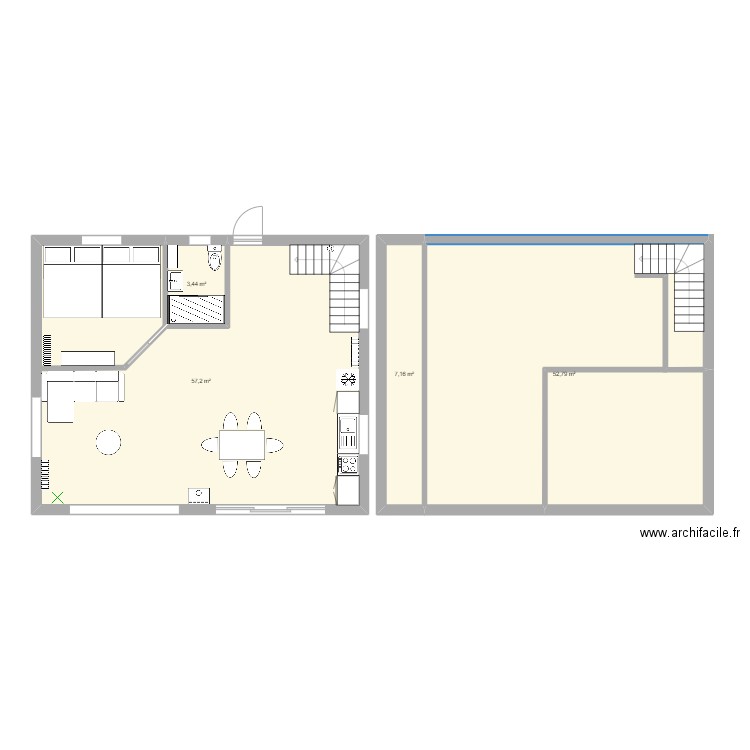 Miq. Plan de 4 pièces et 121 m2