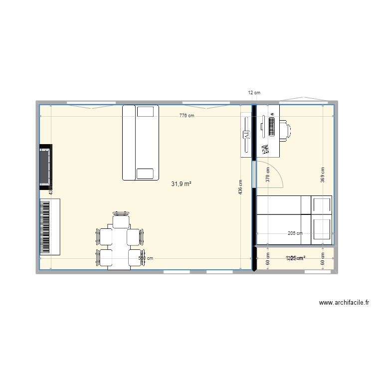 Charenton bis. Plan de 2 pièces et 33 m2