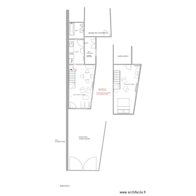 locerquy. Plan de 5 pièces et 51 m2