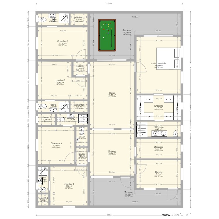 villa janv 22 c. Plan de 24 pièces et 166 m2
