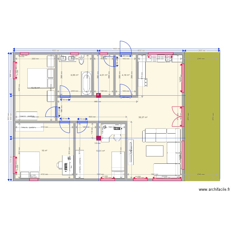 19.10.2 07 73. Plan de 8 pièces et 118 m2