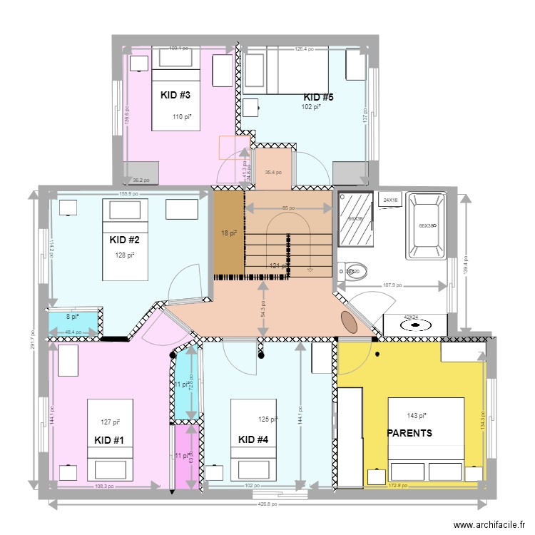 etag2 chablis14 big bedroom. Plan de 0 pièce et 0 m2