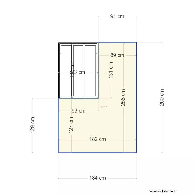 Cloison cuisine. Plan de 
