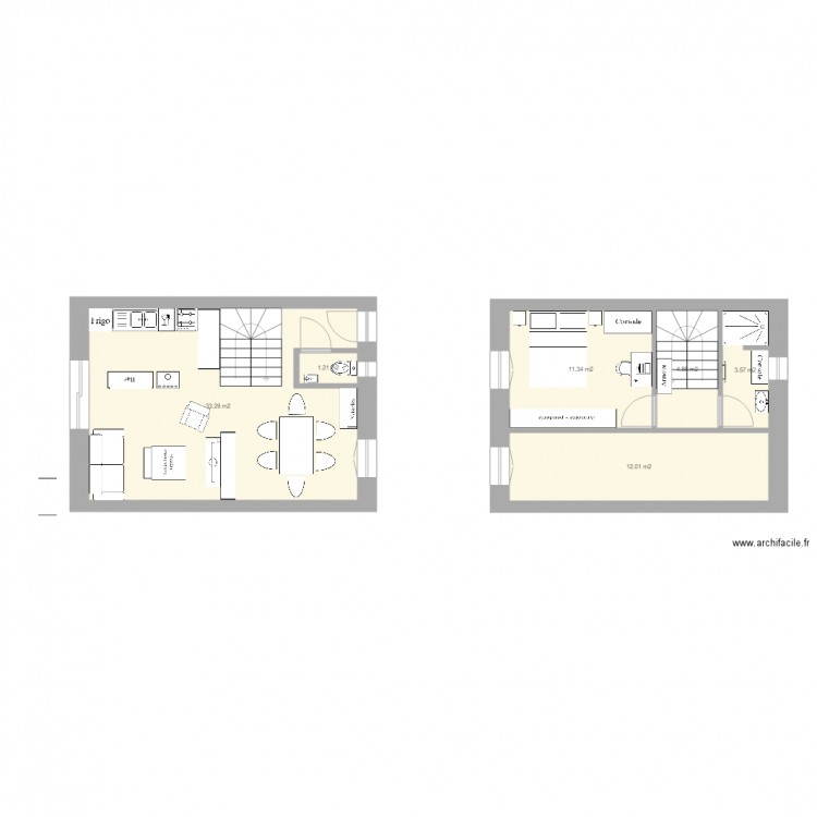 plan appart PG 5. Plan de 6 pièces et 66 m2