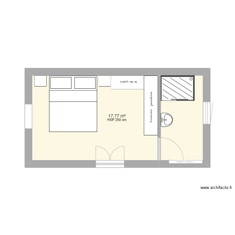 SUITE. Plan de 1 pièce et 18 m2