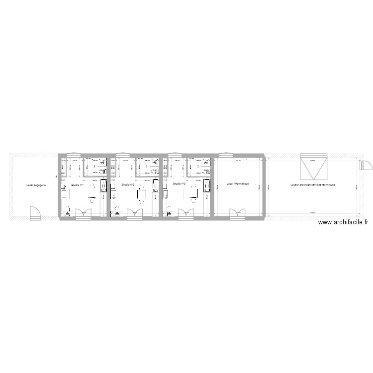 Aménagement studios projet 2. Plan de 0 pièce et 0 m2