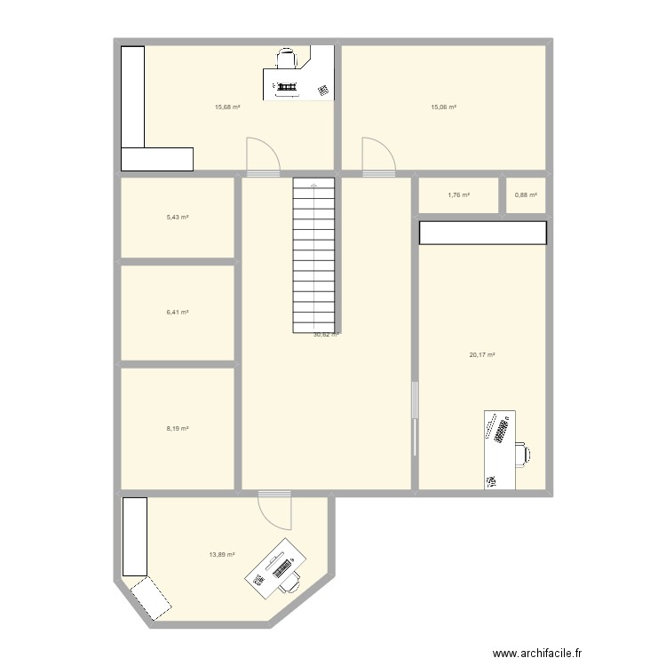 CERGY R+1. Plan de 10 pièces et 118 m2