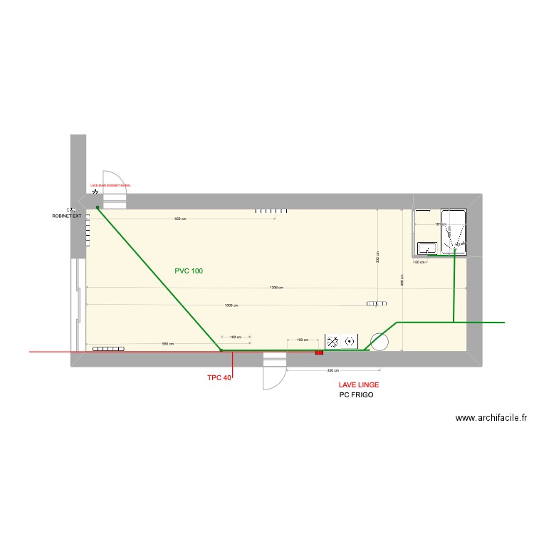 CHAZOT. Plan de 2 pièces et 64 m2