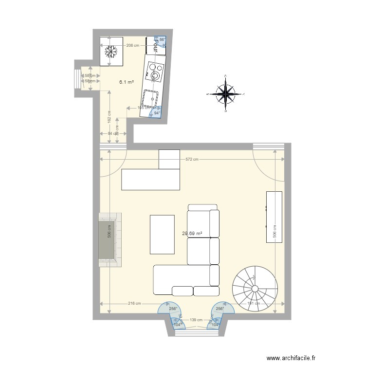 CHAMAILLARD PIECE DU BOUT RDC Scénario 3. Plan de 0 pièce et 0 m2