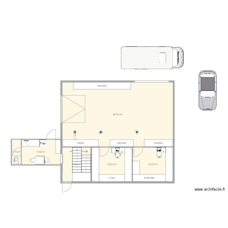 plan hangar v4. Plan de 6 pièces et 92 m2