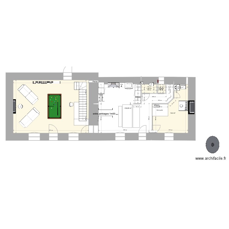 Sibinel Rez de chaussee PCBT plan leo 28/11/22. Plan de 5 pièces et 90 m2