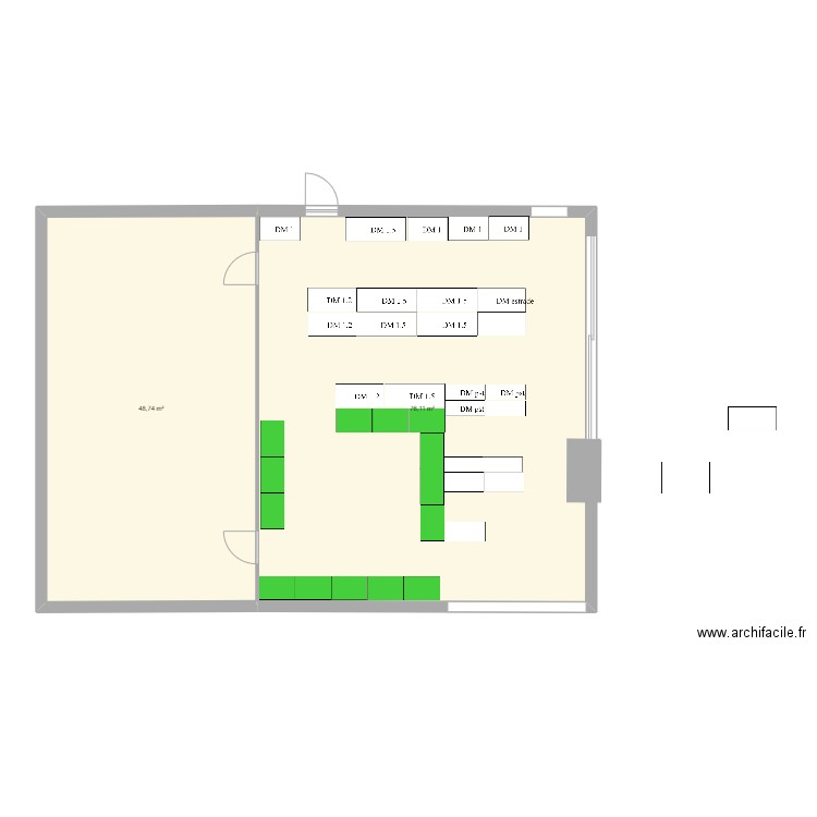 Laudinat  V2. Plan de 2 pièces et 125 m2