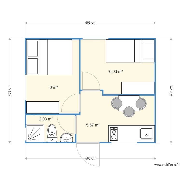 20m2 2HABITACIONES Plan 4 Pi ces 20 M2 Dessin Par Cgongon 20m2-2habitaciones-plan-4-pi-ces-20-m2-dessin-par-cgongon