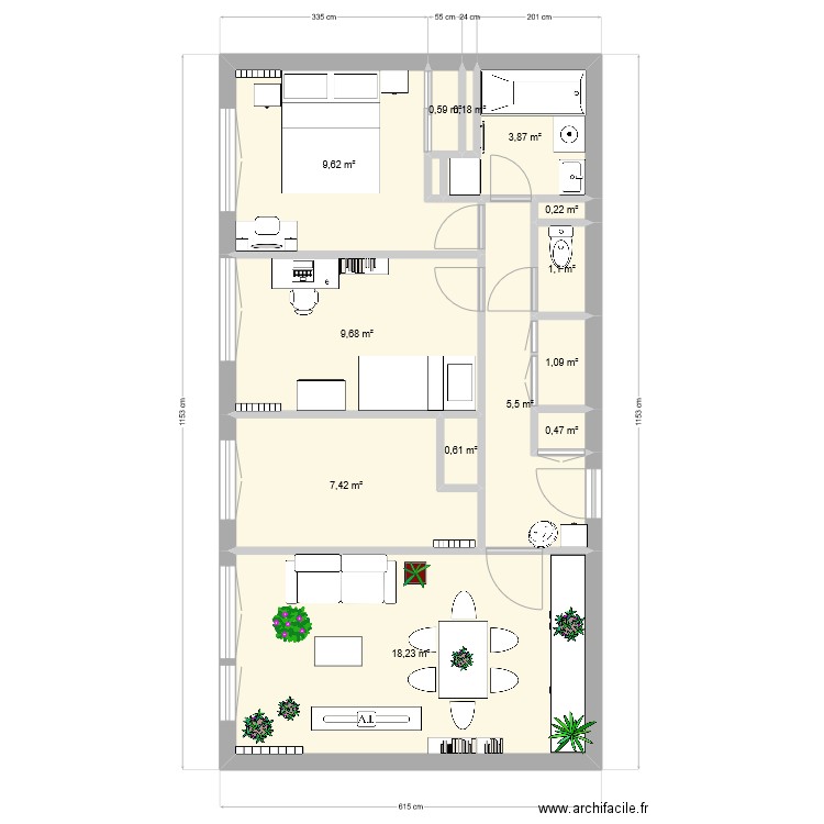 Thib2. Plan de 13 pièces et 59 m2