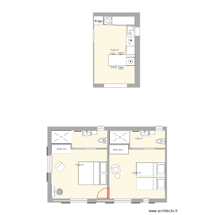 SAINT SAT. Plan de 4 pièces et 49 m2