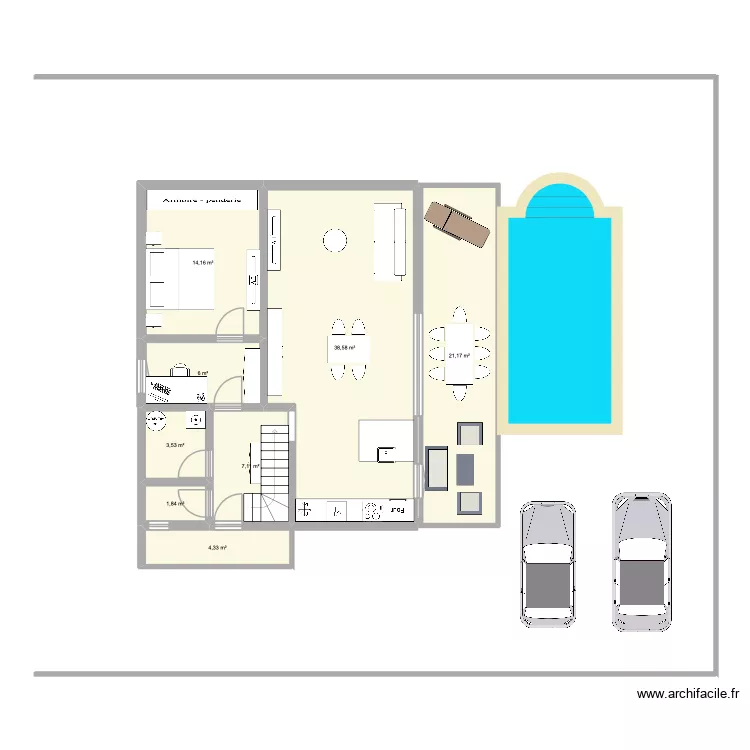 PLAN 2 etage. Plan de 8  et 97 m²