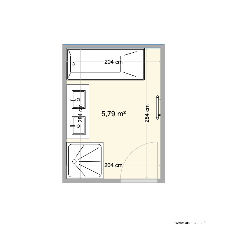 SALLE DE BAIN VILA. Plan de 1 pièce et 6 m2