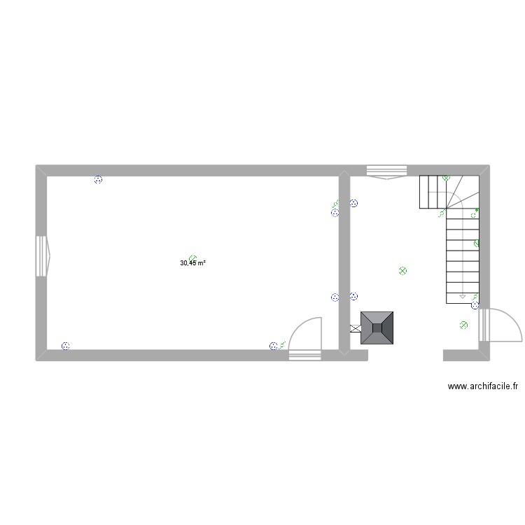 Le Val. Plan de 1 pièce et 30 m2