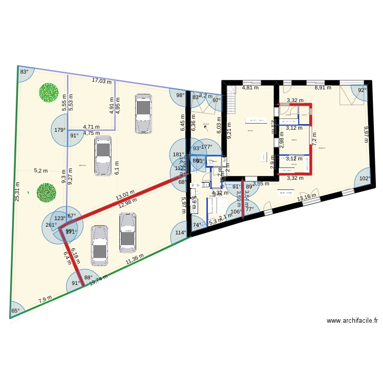 rambr et2. Plan de 98 pièces et 2651 m2