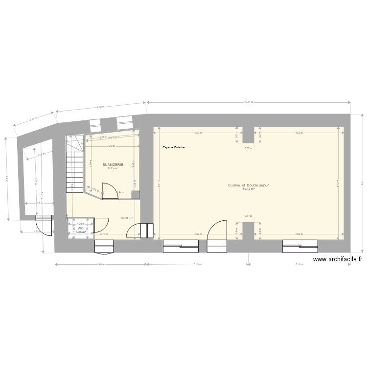 PJ1. Plan de 4 pièces et 85 m2