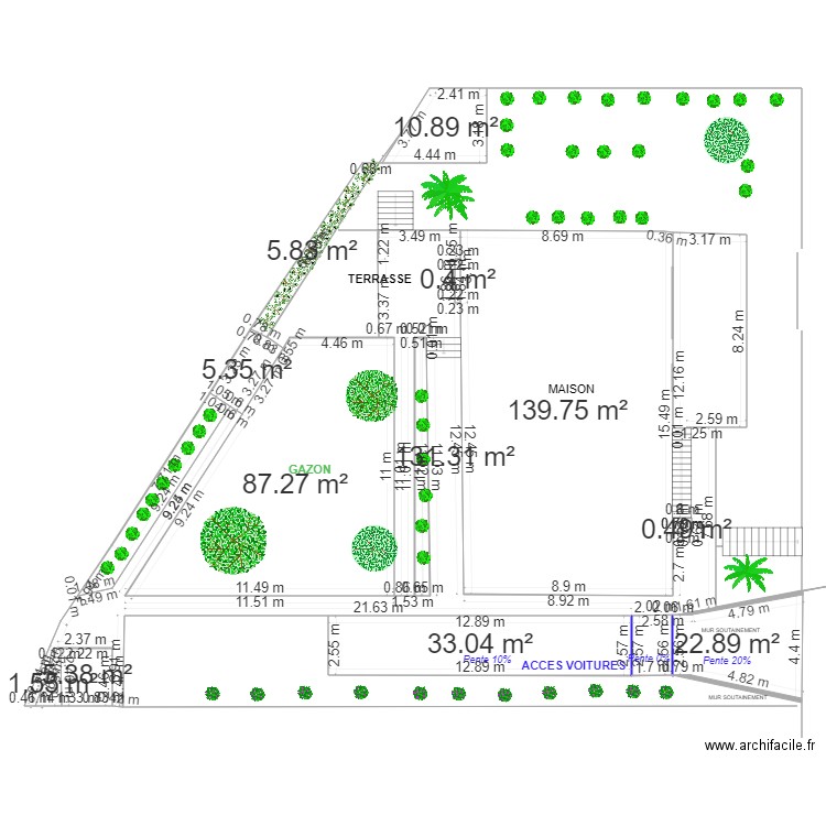 Mon extérieur toutes côtes. Plan de 12 pièces et 444 m2