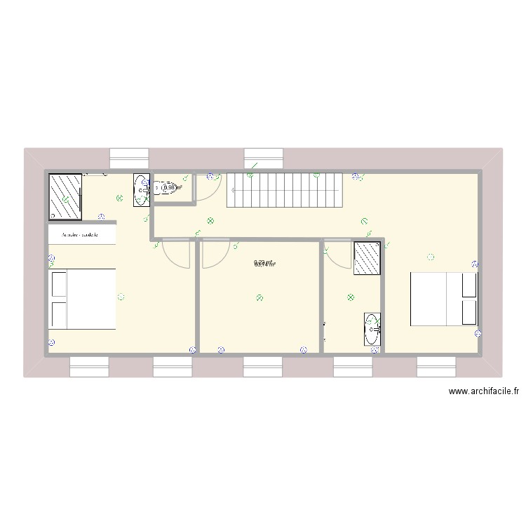 1er étage élec. Plan de 3 pièces et 136 m2