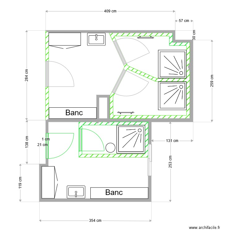 Douche HB V2. Plan de 0 pièce et 0 m2