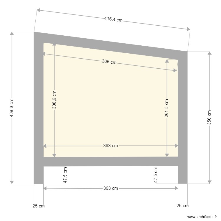 PREVOST plan façade Nord ind01. Plan de 1 pièce et 10 m2