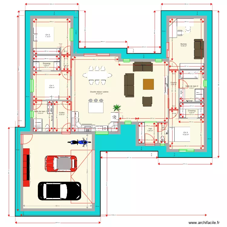 Plan Lycka 138 m2. Plan de 