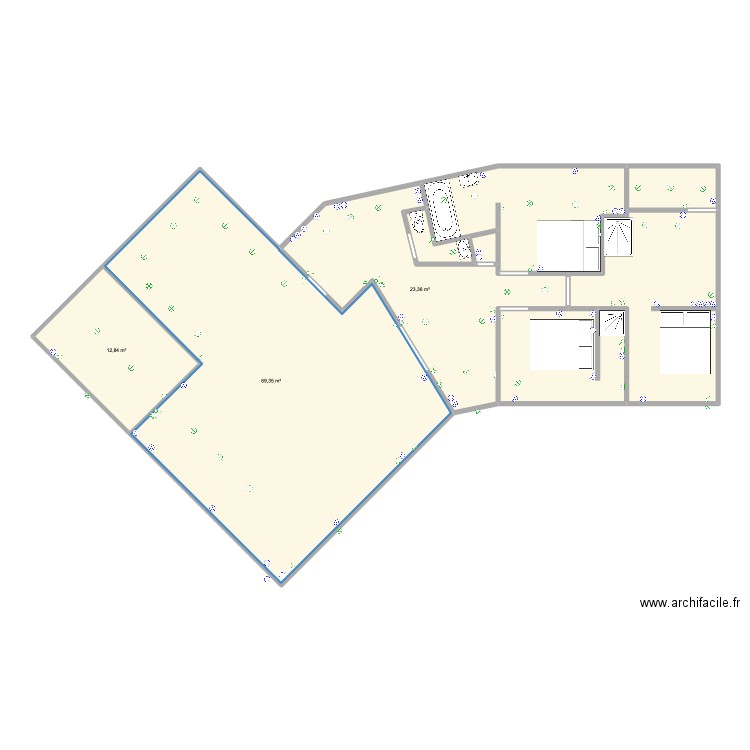 Plan tom Wallis RDC. Plan de 9 pièces et 157 m2