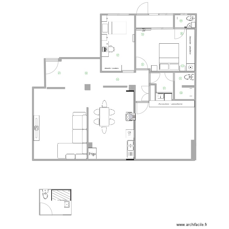 plan Sbain Bm. Plan de 7 pièces et 32 m2