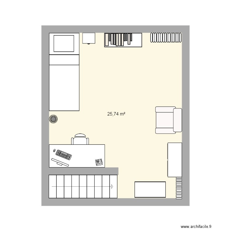 chambre de gaspard. Plan de 1 pièce et 26 m2