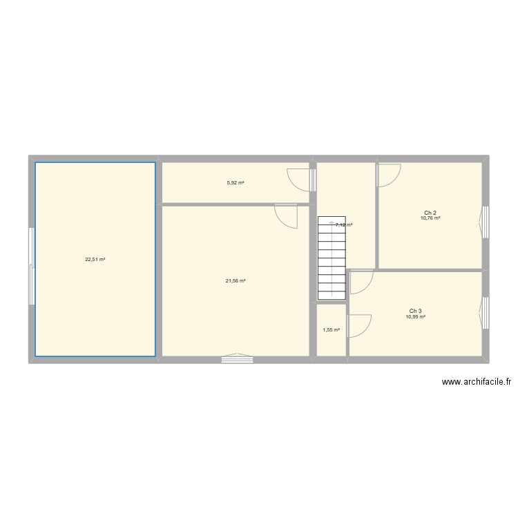 Plan Etage avec grenier+plateau chambres. Plan de 7 pièces et 80 m2