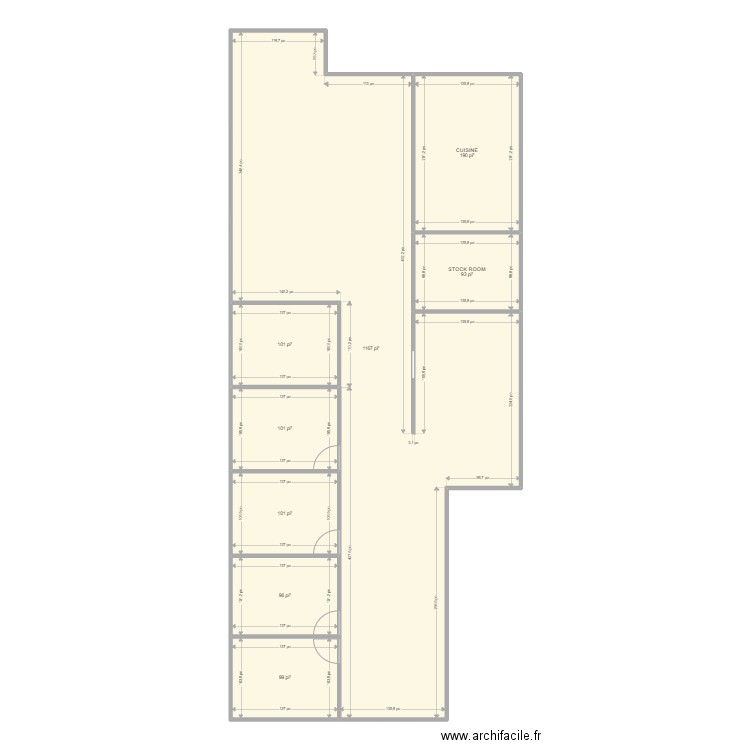 2e bureau. Plan de 8 pièces et 181 m2