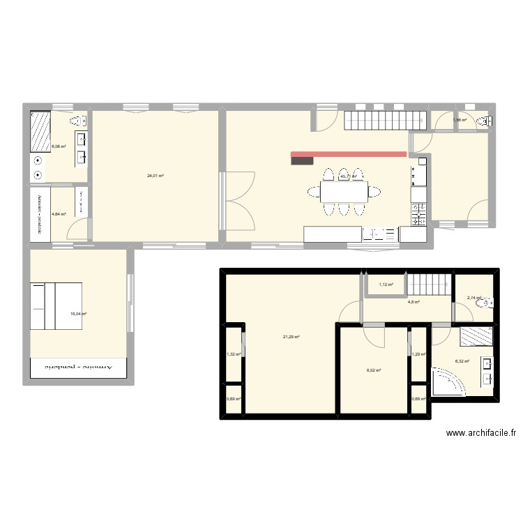 maison tvx2. Plan de 16 pièces et 149 m2