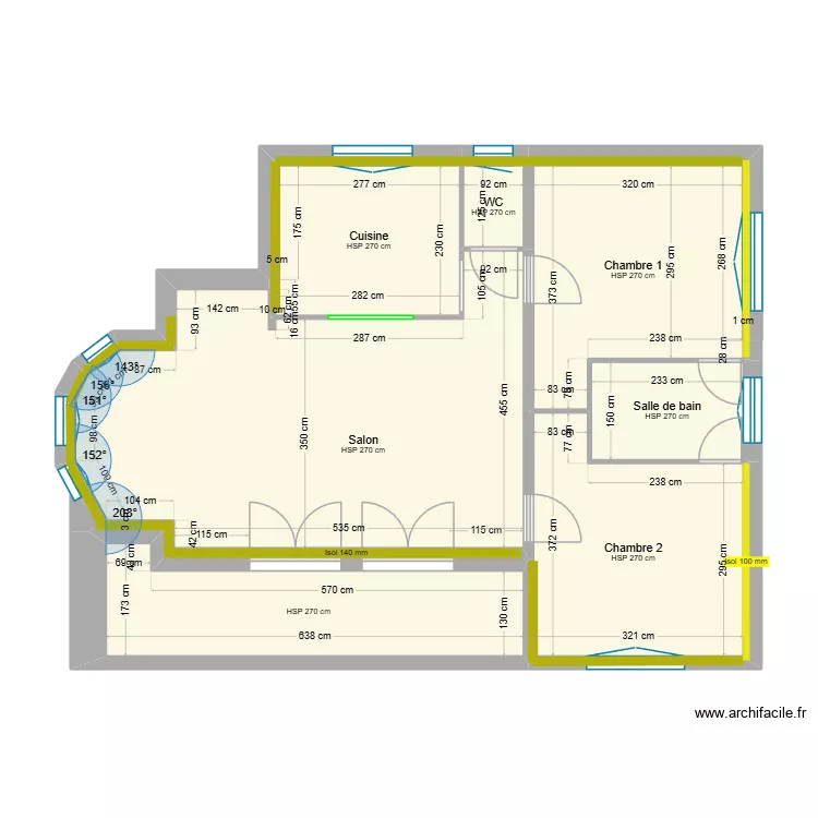 Sauvageot 1er Etage. Plan de 7  et 64 m²