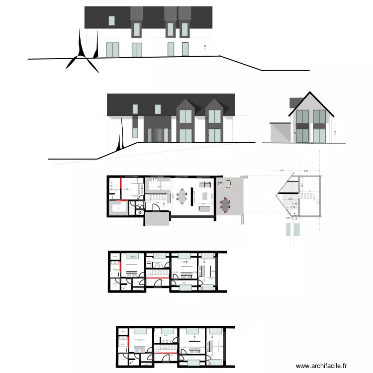 LONGERE TYPE 8 BIS. Plan de 38  et 287 m²