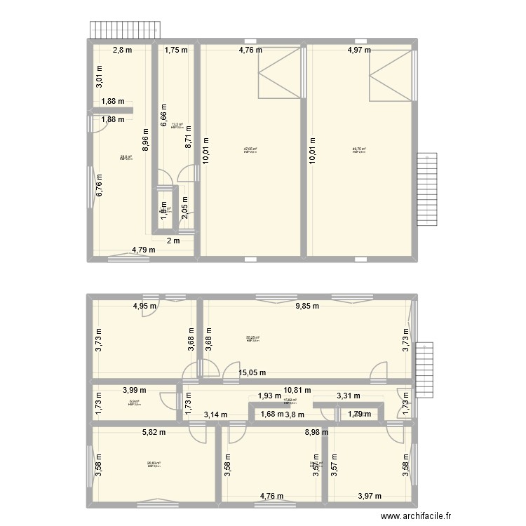 batiment. Plan de 11 pièces et 273 m2