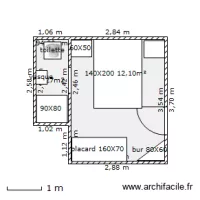 chambreSE/WC 12,10m&sup2;