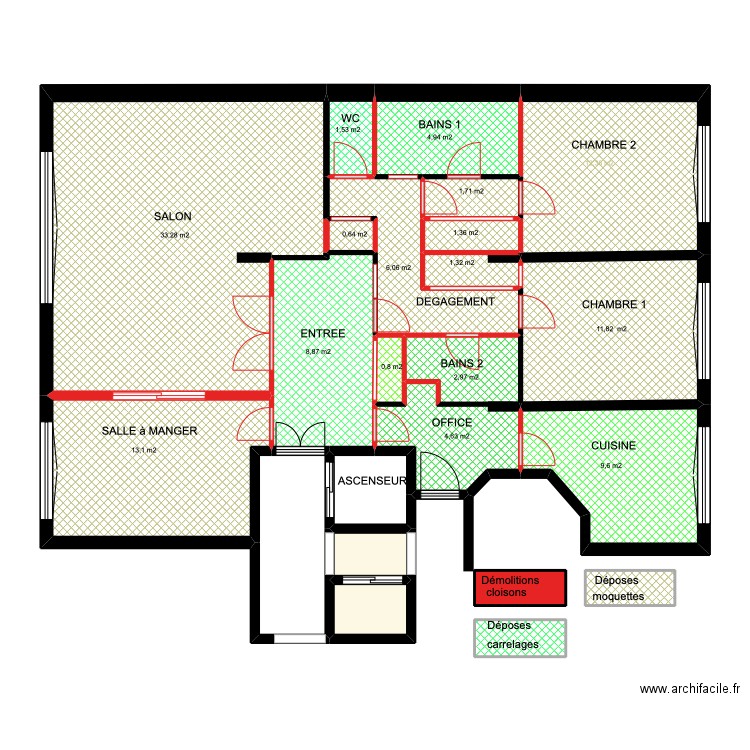 PLAN de démolition 22 BV. Jean Mermoz à Nelly-Sur-Seine. Plan de 0 pièce et 0 m2