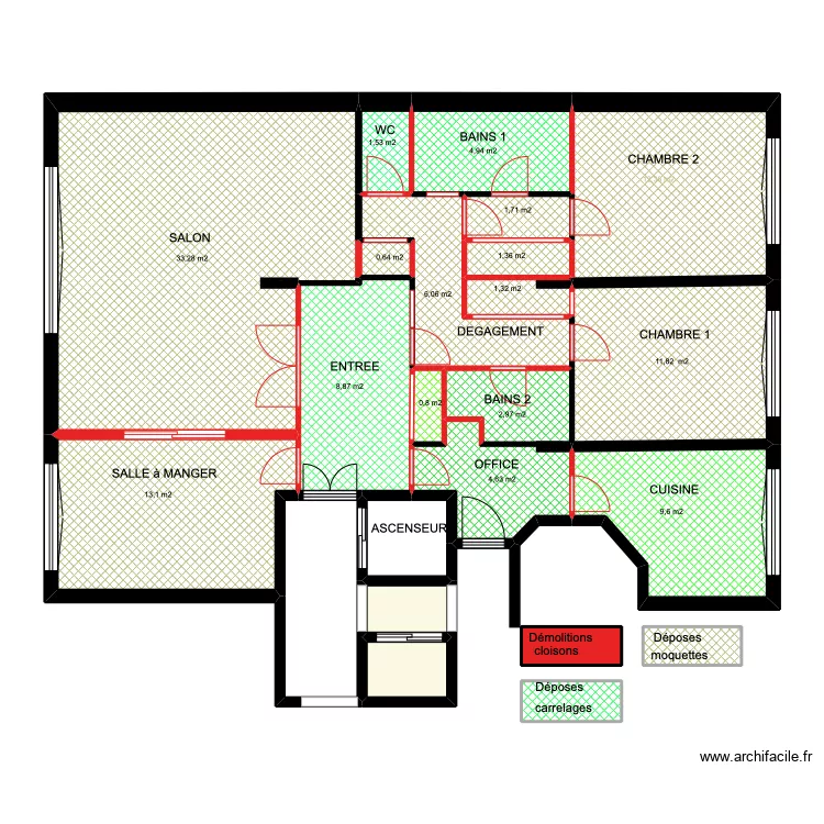 PLAN de d&eacute;molition 22 BV. Jean Mermoz &agrave; Nelly-Sur-Seine. Plan de 