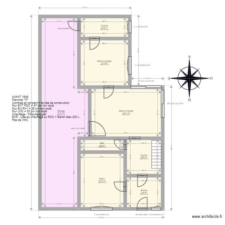 TONEATTI. Plan de 19 pièces et 230 m2