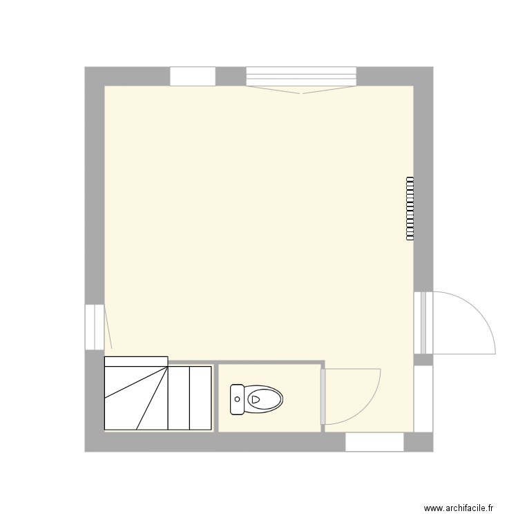 RabastensRdcCuisine. Plan de 2 pièces et 18 m2