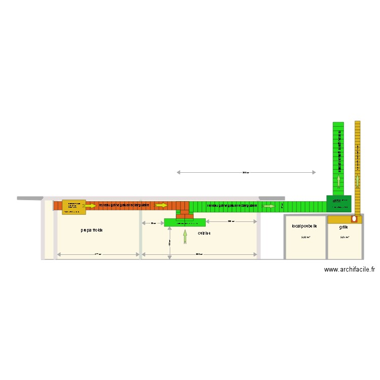 reseaux des hottes vue de face. Plan de 0 pièce et 0 m2