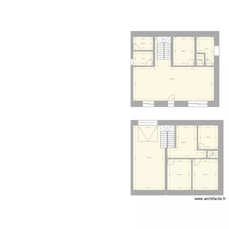 plans &eacute;tage et bas. Plan de 