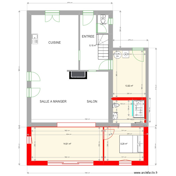 CASTEX MAISON COTE rev 4. Plan de 6 pièces et 87 m2